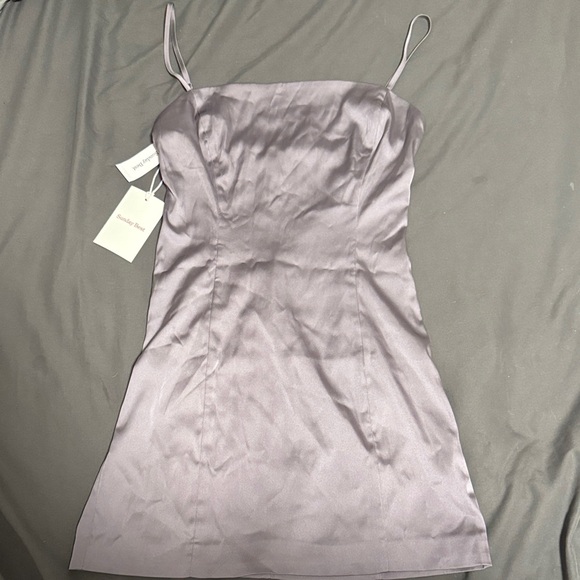Aritzia Sunday Best Grey/Purple Satin Dress - Picture 2 of 6